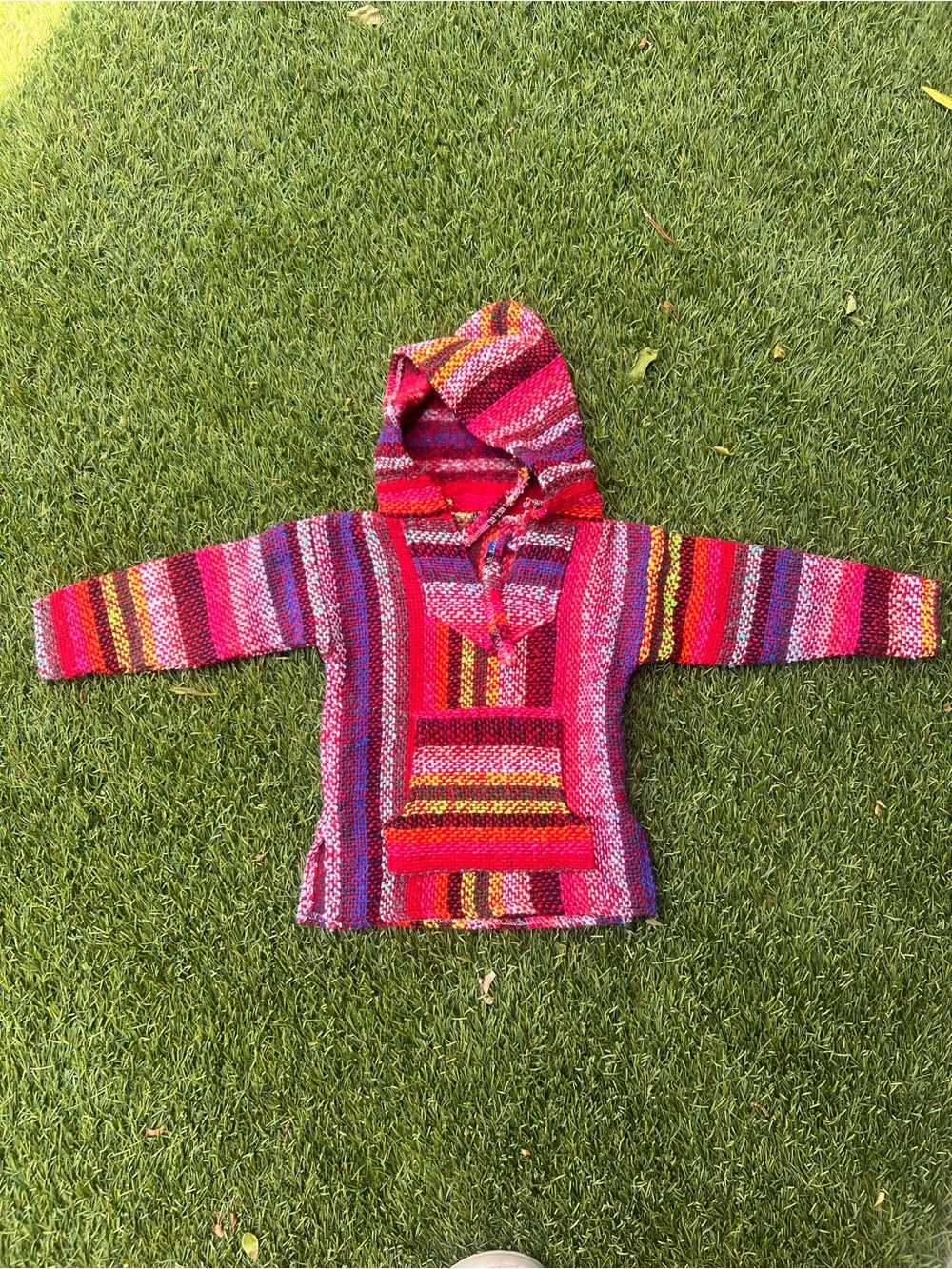 Kids Hooded Stripe Pullover Jacket - Pink Multicolor